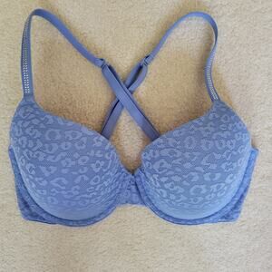 EUC Pink Victoria's Secret 34D Wear Everywhere Bra Convertible Underwire Jeweled